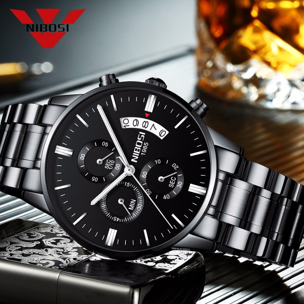 NIBOSI Relogio Masculino Men Watches Luxury Famous Top Brand Men&#39;s Fashion Casual Dress Watch Military Quartz Wristwatches Saat