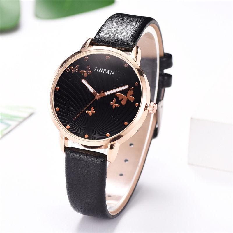 Elegant Simple Butterfly Design Dial Design Ladies Watches Women Fashion Luxury Dress Watch Casual Woman Quartz Leather Clock